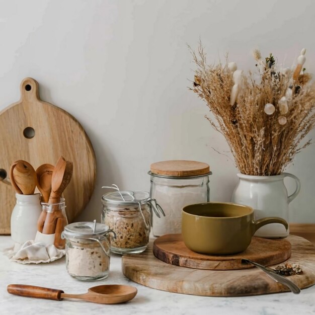 Kuchnia z przyborami i składnikami